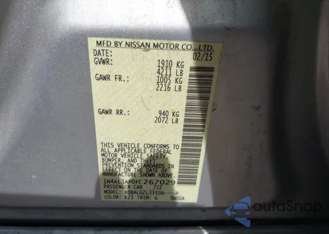 2015 Nissan Altima 2.5 S from USA, damaged, VIN 1N4AL3AP0FC267029